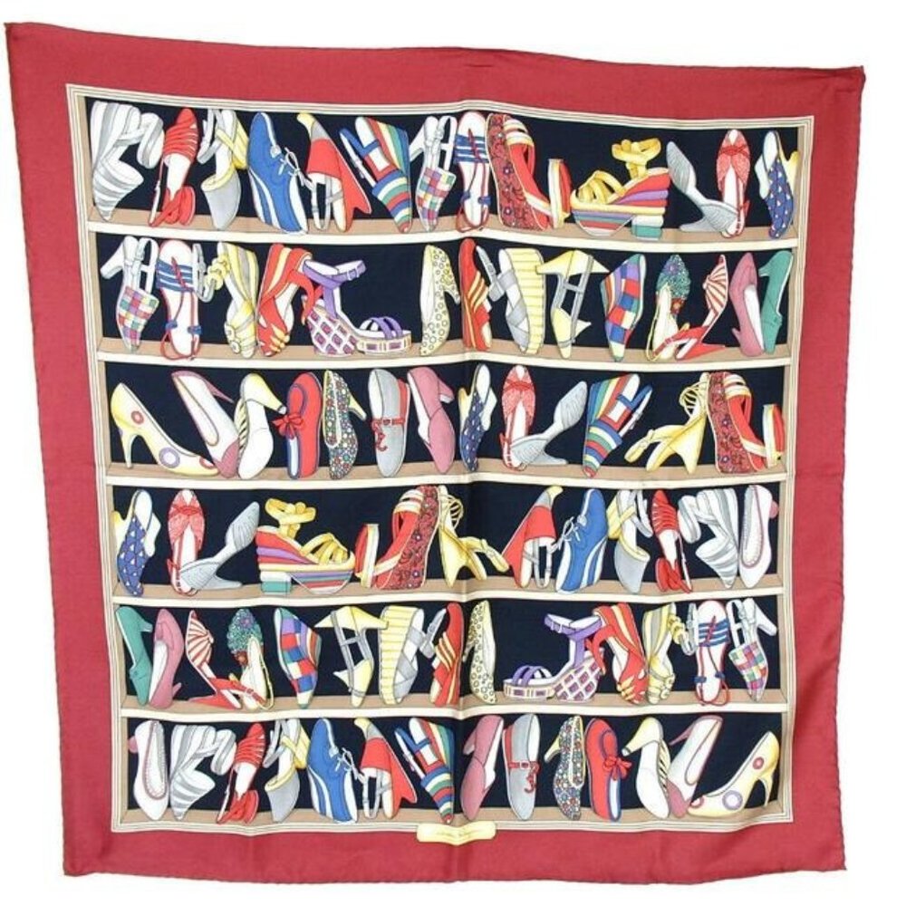 Salvatore Ferragamo Multi-Color Shoe Print Scarf